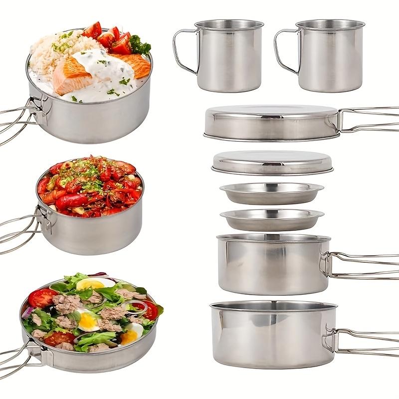 Camping Cookware Cutlery Set Camping Cooking Pots and Pans Set with Plates and Cups for Camping for Camping Hiking Backpacking