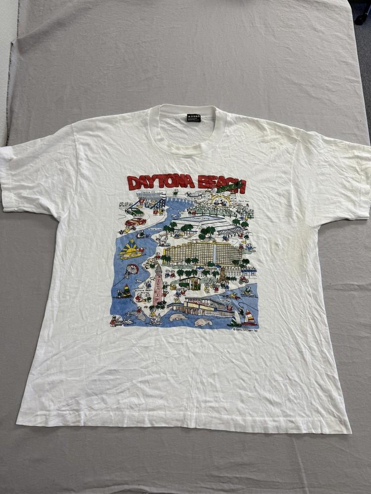 Vintage Daytona Beach Florida Tshirt 1993 Art Map Tourism XL Unisex T-Shirt S