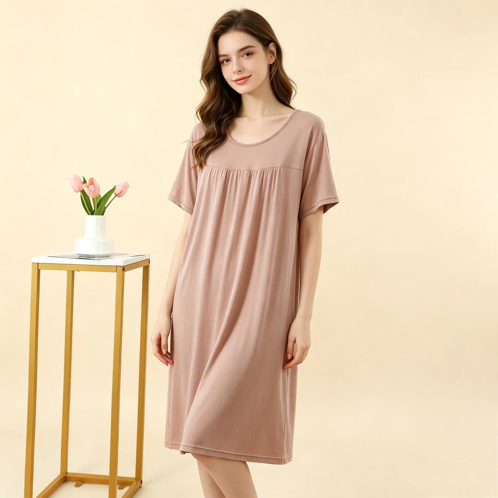 Modal Casual Loose Dress Plus Size Summer Women's Homewear Sleepdress Lightweight Nightgown Comfort Loungewear