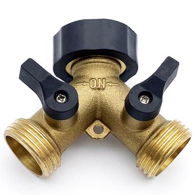 Brass Three-Way Y-Type Garden Hose Diverter Valve