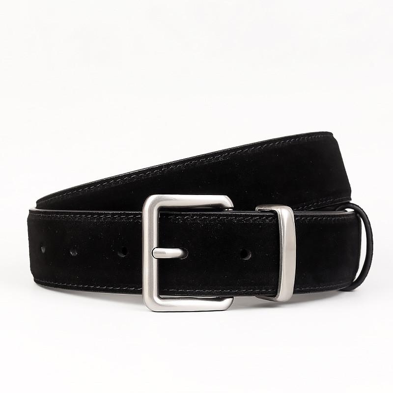 

Retro Genuine Leather Belt For Women With Alloy Buckle And Saffiano Texture For Business Style Black Silver