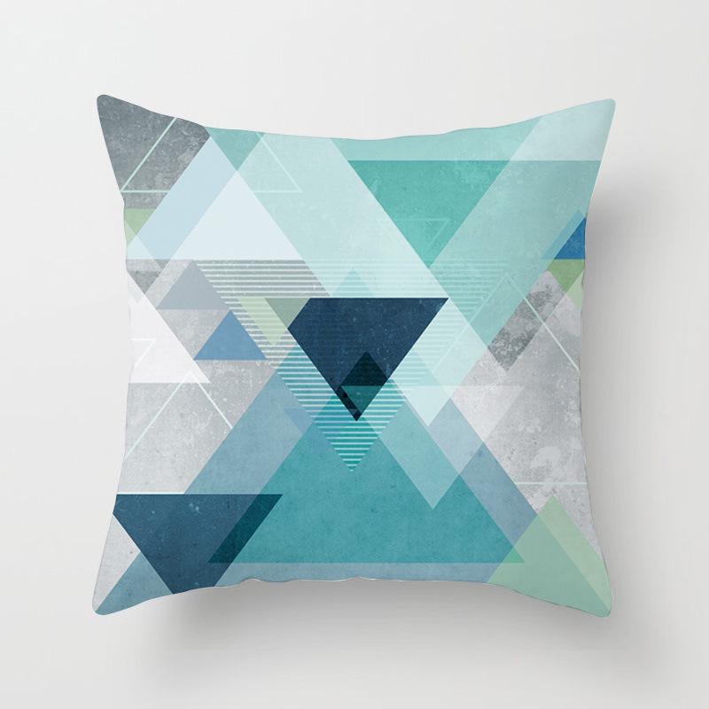 Simple Abstract Geometric Art Peach Leather Velvet Pillow, Fashionable and Comfortable Home Sofa Waist Cushion Pillow Cover