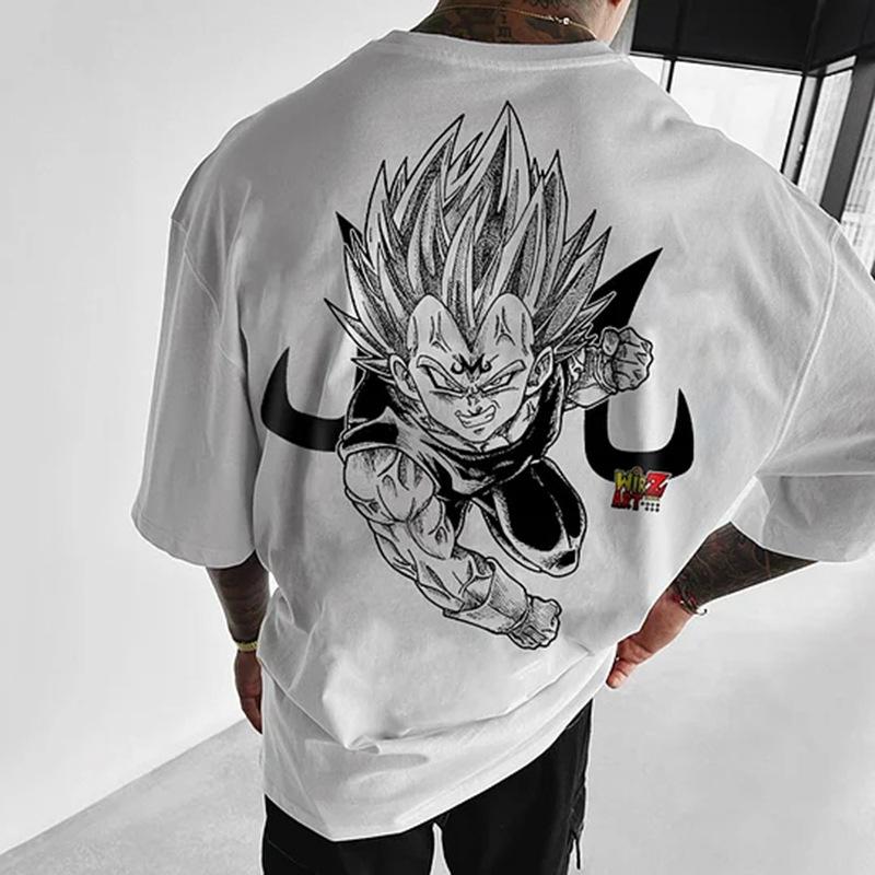 Heavy Cotton Personalized Printing Cartoon Vegeta Dragon Ball Super Animation T-shirt Men's and Women's T-shirts Top