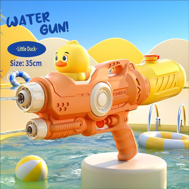 Kids Water Gun Press Shoot Sprayer Large Capacity Outdoor Beach Toy Water Battle Game Cartoon Big Size Double Nozzle Watergun
