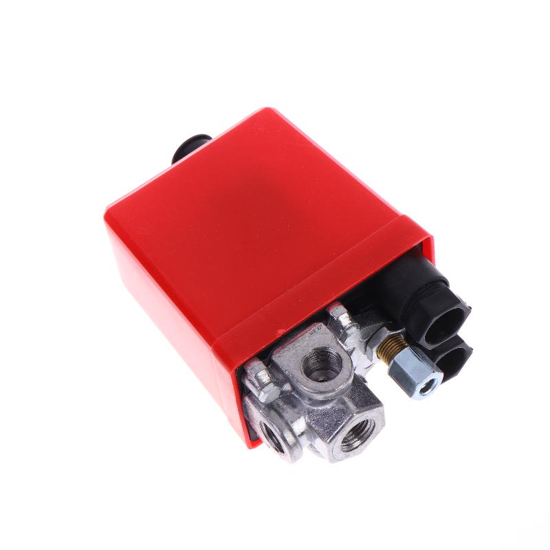 1*Red, Blue 90-120psi Automatic Air Pressure Switch Air Compressor Pressure Switch 4Port Manifold Electric Air Compressors Tool