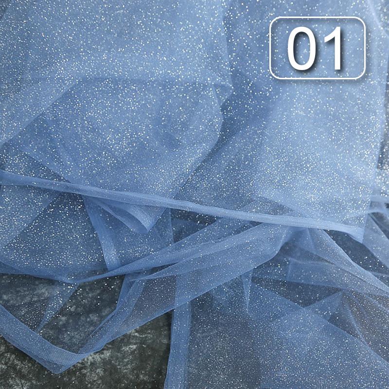 1 Meter glänzender feiner Puder-Tüllstoff, weicher Glitzer-Pailletten-Glitzer-Netzstoff für Party, Hochzeitskleid, Schleier, Hintergrundgarn