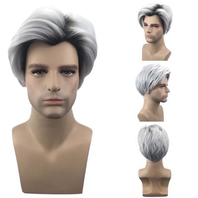 Men Grayish White Short Men S Wig Party Cool Natural Hair Cosplay
