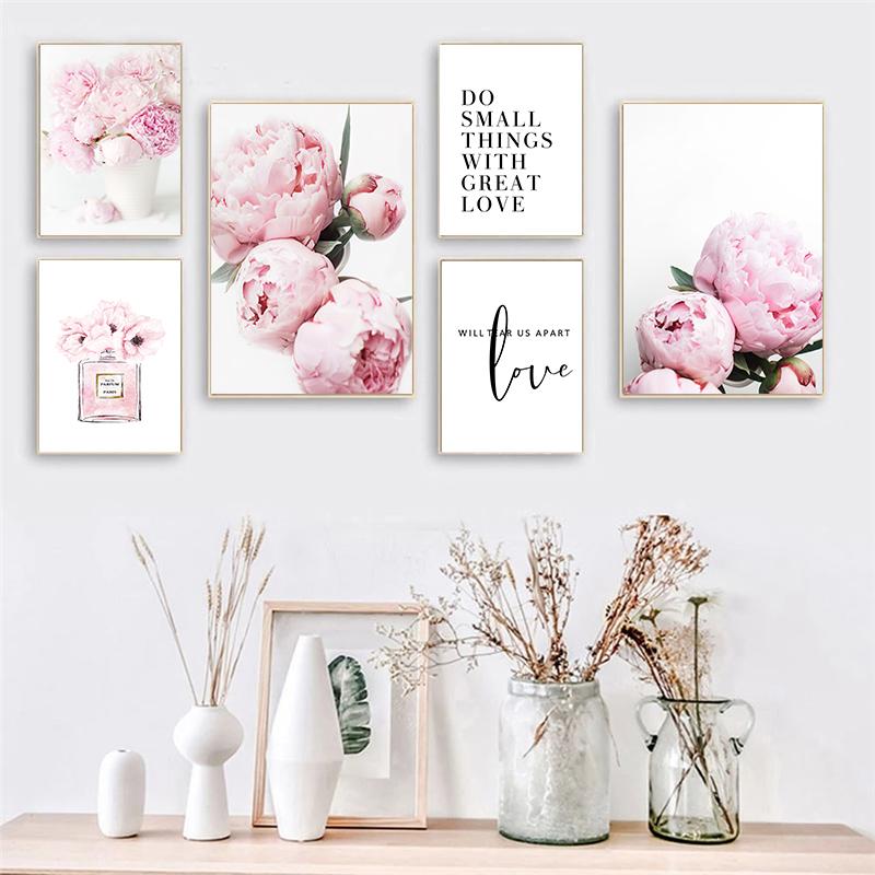 Rosa Blume Knospe Poster Wand Kunst Leinwand Malerei Zitat Pflanze Druck Nordic Mode Moderne Wohnkultur Bilder Für Schlafsaal Design