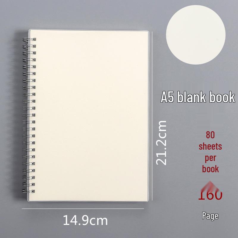 PPA5 Custom Clear Frosted Cover Coil-bound Loose-leaf Notebook - Grid/Lined Pages