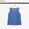Women Casual Round Neck Solid Color Sleeveless Tank Tops