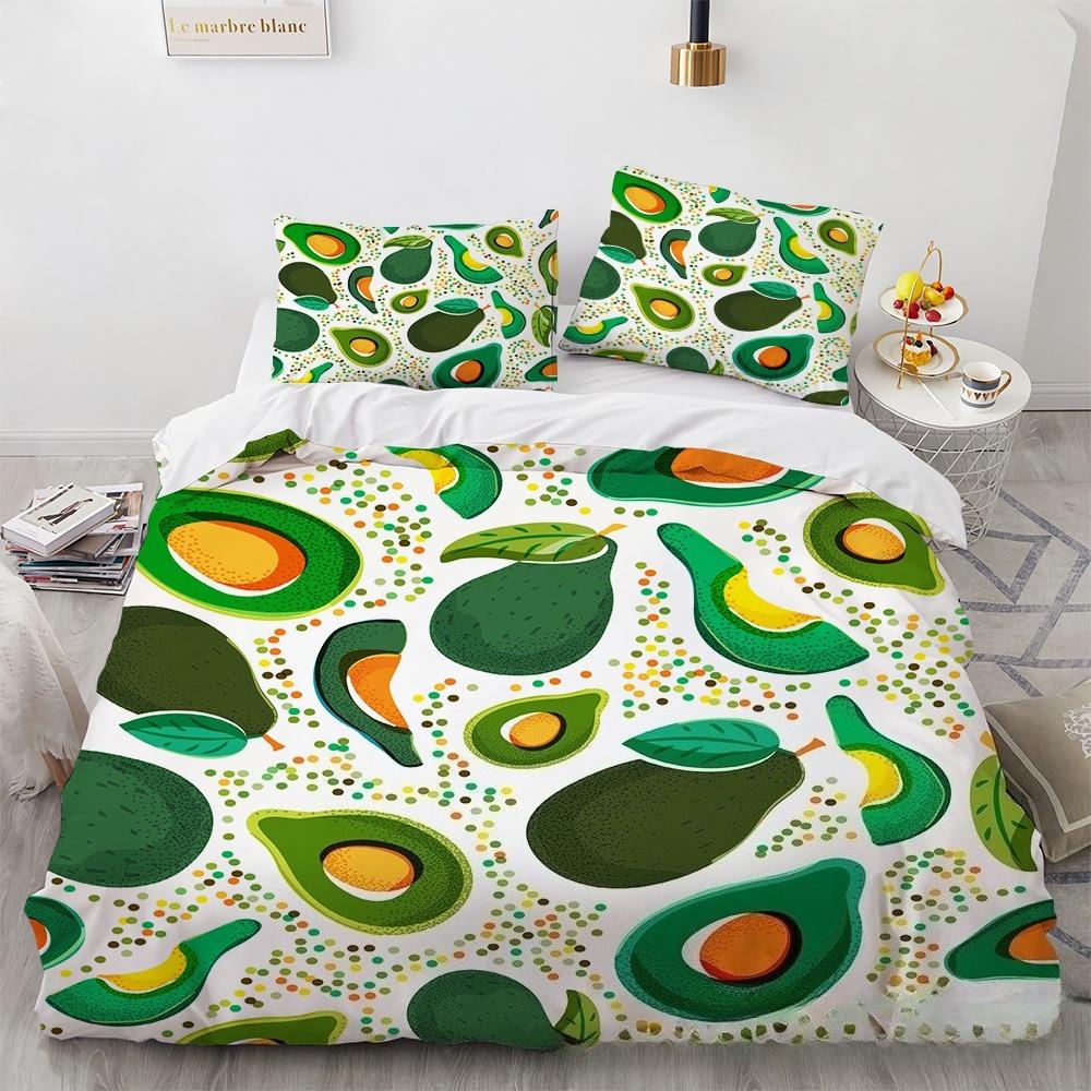 Cute Avocado Bedding Set For Girls Boys Kids Cartoon Sports Avocado Comforter Cover Set Kawaiiative Duvet Cover 2Pcs Bedclothes