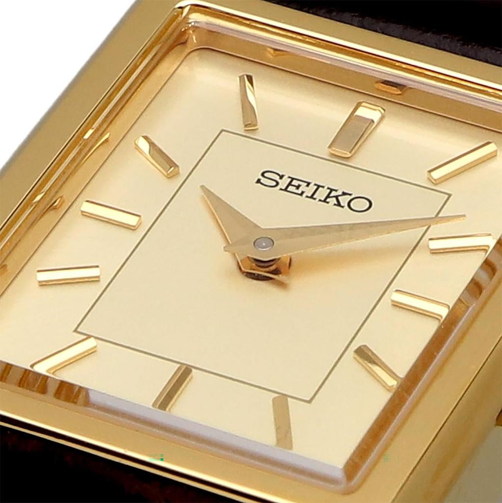 Seiko SWR110 Women's Quartz Watch Sapphire Crystal Gold Case Brown Leather Band Japan Made Elegant Dress