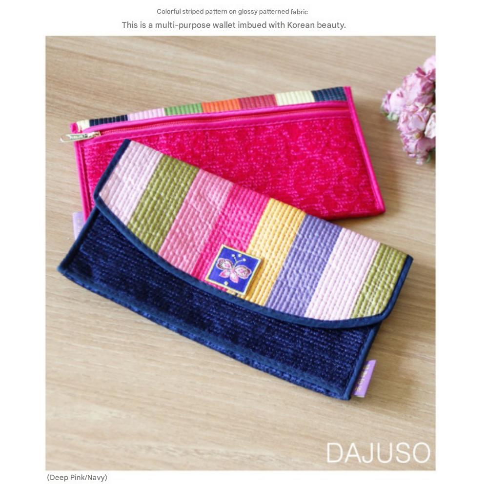Colorful Silk Korean Quilted Long Wallet
