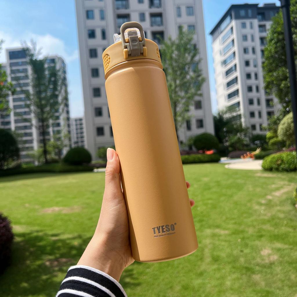 TYESO 600/750ML Stainless Steel Thermos Bottle Keeps Cold and Heat Thermal Mug Car Thermal Water Bottles for Valentine's Day