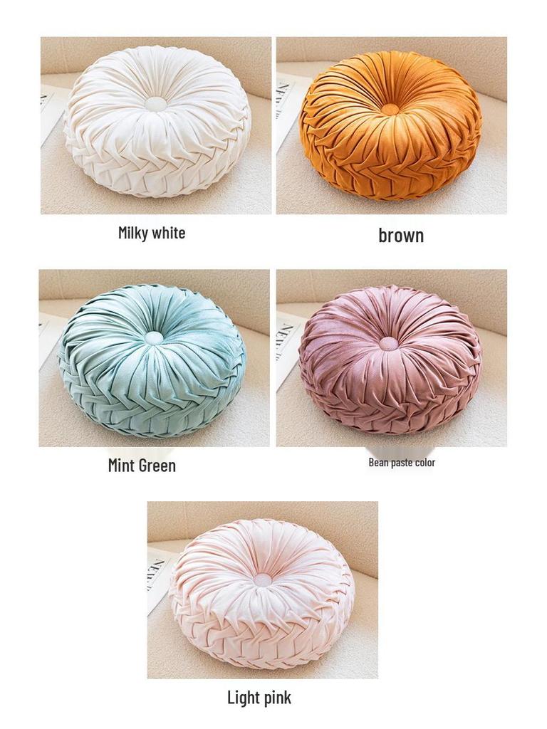 Nordic Minimalist Round Cream Plush Embroidered Throw Pillow for Sofa