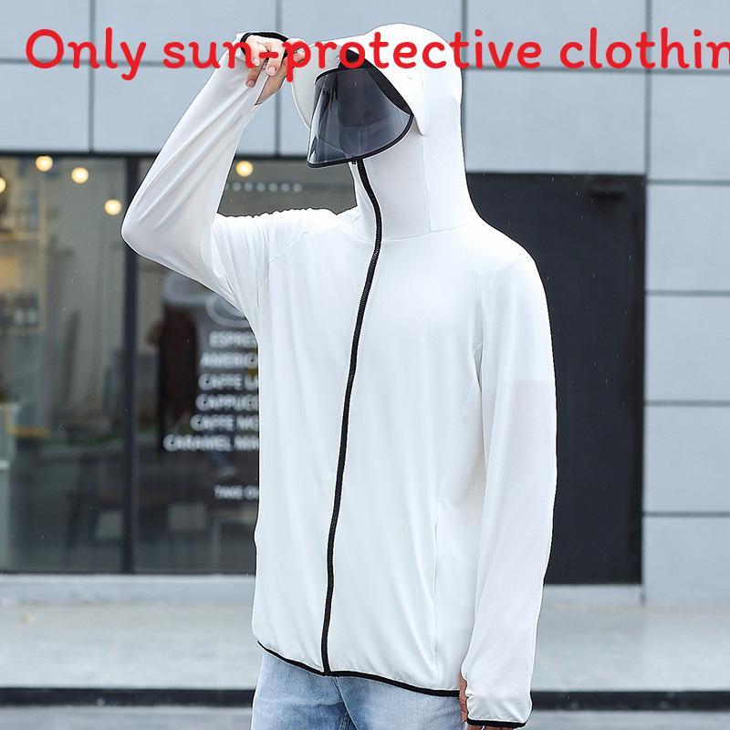 Summer Mens Uv Protection Ice Silk Sun Shirt With Hood For Outdoor Activities