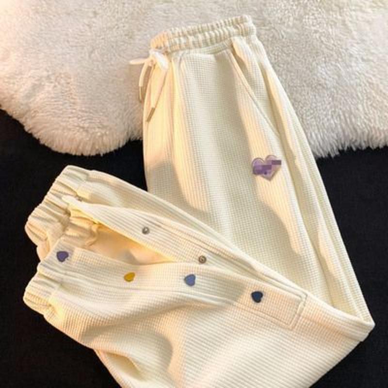 Waffle Pants for Women's Spring and Summer Thin Design Niche Casual Sports Feet Pants