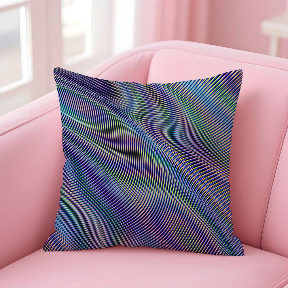 Abstract Trippy Colorful Art Psychedelic Texture Cushion Cover Pillowcase Short Plush Invisible Zipper Room Sofa Cushion Cover