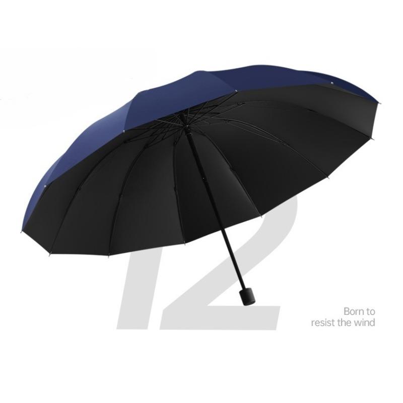 Manual Folding Umbrella 12 Ribs Extra Large Men Women Double Size Sun Rain Dual Use Windproof Umbrella for Outdoor Protection