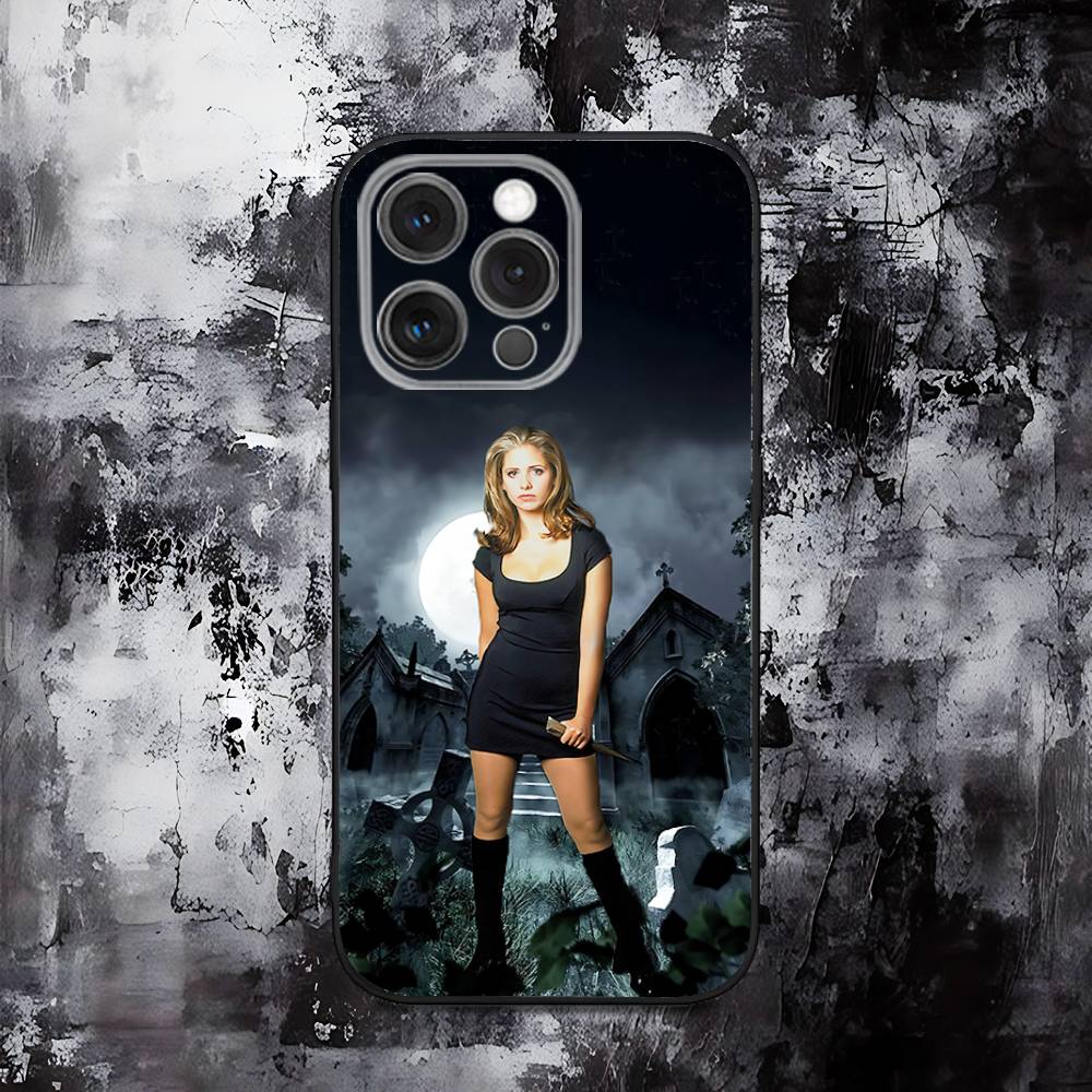 Buffy the Vampire Slayer Handyhülle Für iPhone 16,15,14,13,12,11,Pro,Max,Plus,X,XS,SE,E,Mini,Weiche Silikon Schwarze Hülle