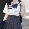Women's Preppy Style JK Uniform Shirt – Light Blue, Short Sleeve, Perfect for Summer and Autumn.