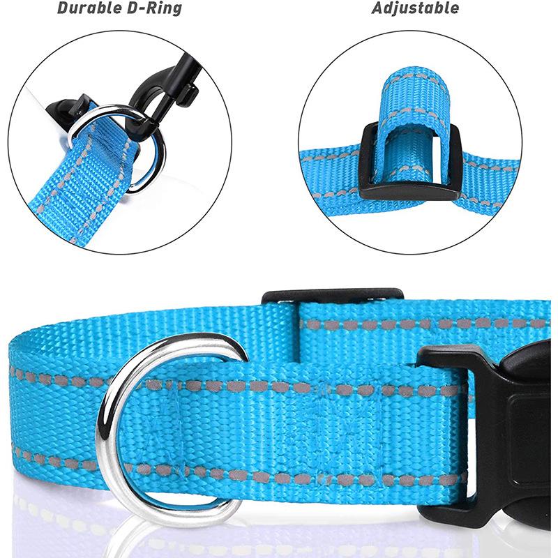 Reflective Dog Collar Soft Padded Breathable Safety Stripes Adjustable Cute Puppy Pet Necklace for Small Medium Large Dog