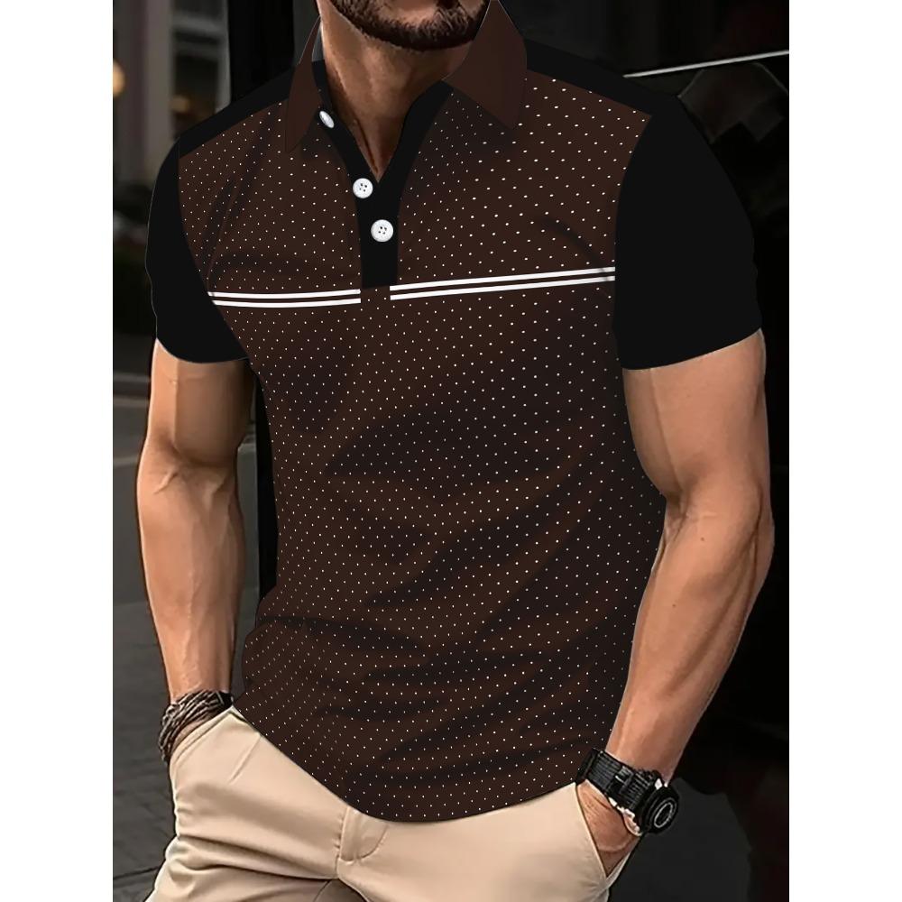 

Stylish, versatile polka-dot loose-fit T-shirt; button-down polo shirt; men’s fashionable sports polo shirt XXXL