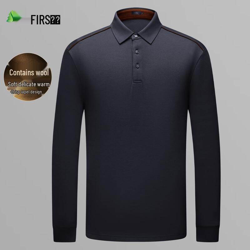 FIRS Men's Wool Blend Long Sleeve Business Polo Shirt