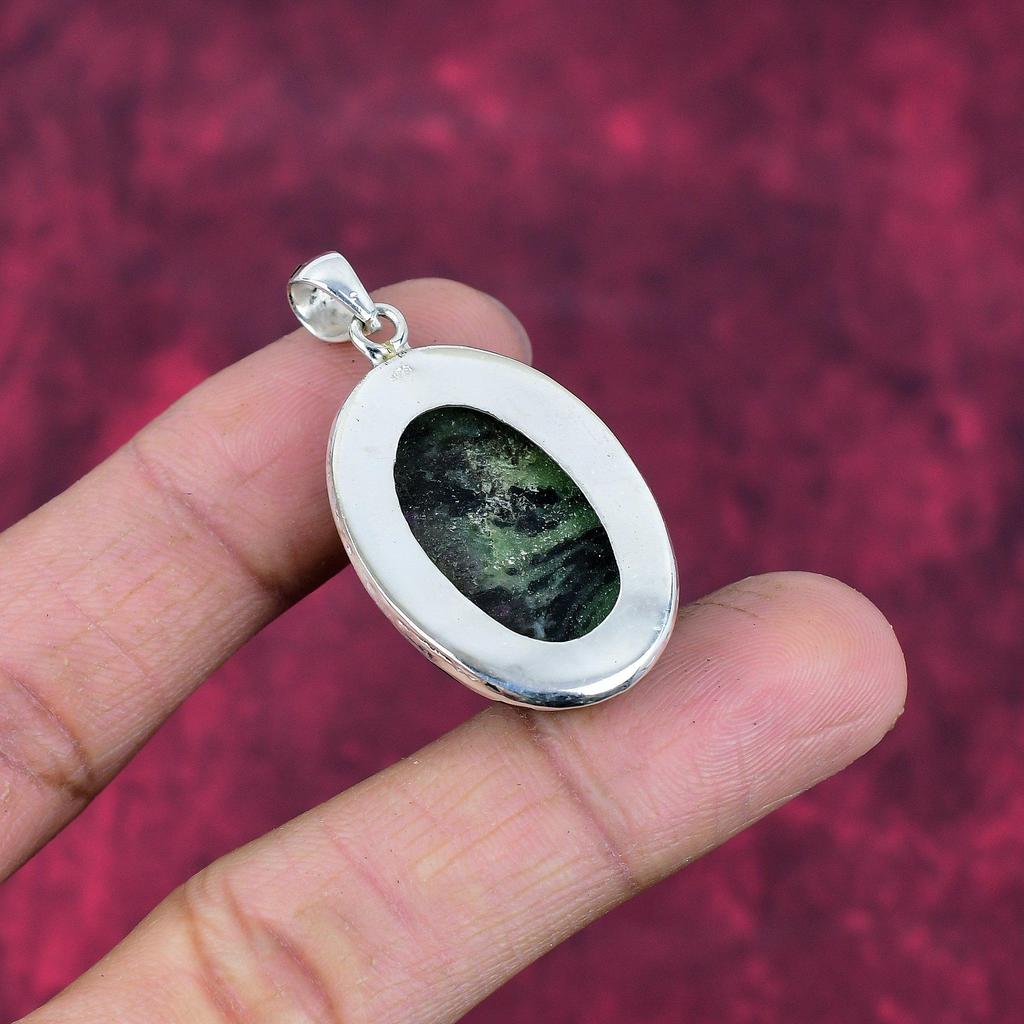 Ruby In Zoisite Pendant Gemstone Jewelry, 925 Solid Sterling Silver Pendant, Handmade Jewelry Birthstone Pendant, Gift For Him
