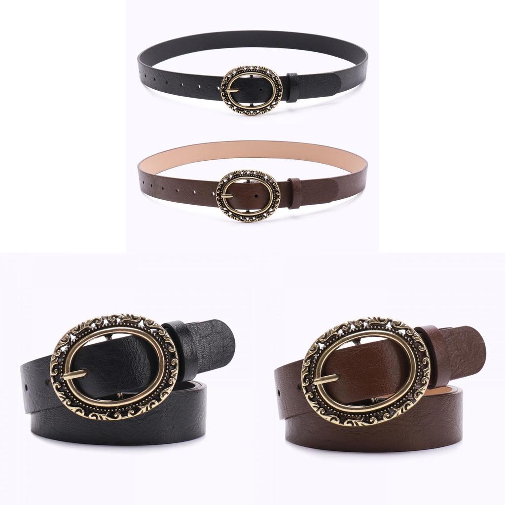 Vintage Retro Dress Belt With Oval Buckle For Casual And Formal Wear