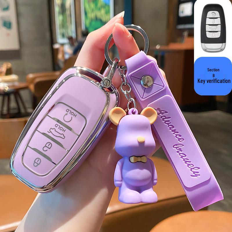 Hongqi HS5/HS7/H5/H9/E-HS9 Key Case with Buckle & Cute Pendant