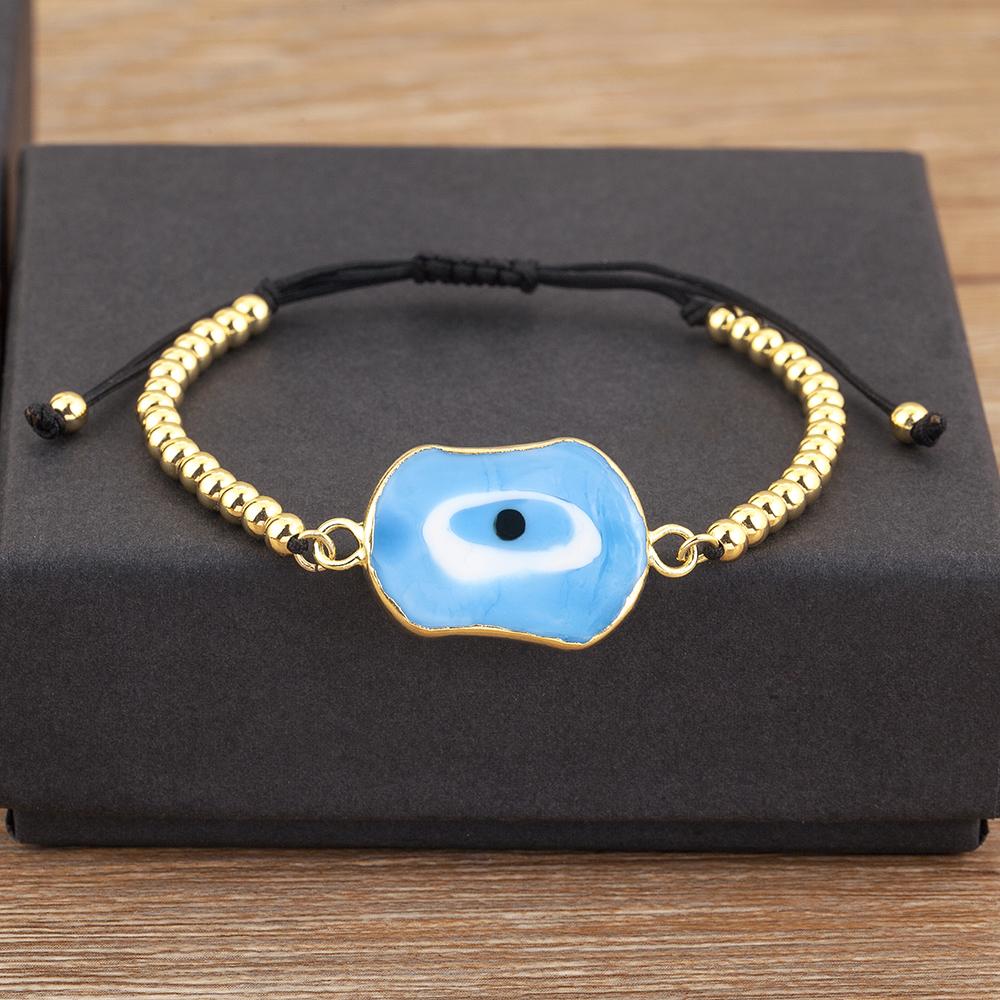 Nidin New Creative Design Evil Eye Charm Chain Bracelets Adjustable 7 Colors For Women Birthday Party Jewelry Accessories Gifts