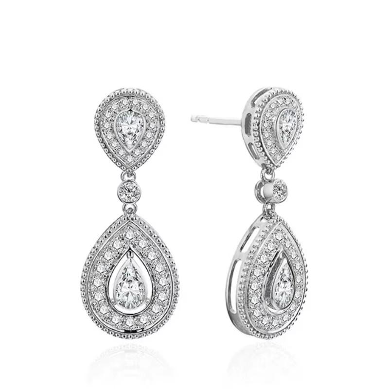 

Huitan Luxury Bridal Wedding Dangle Earrings Waterdrop CZ Copper Color/Gold Color Temperament Elegant Women s Earrings Zircon