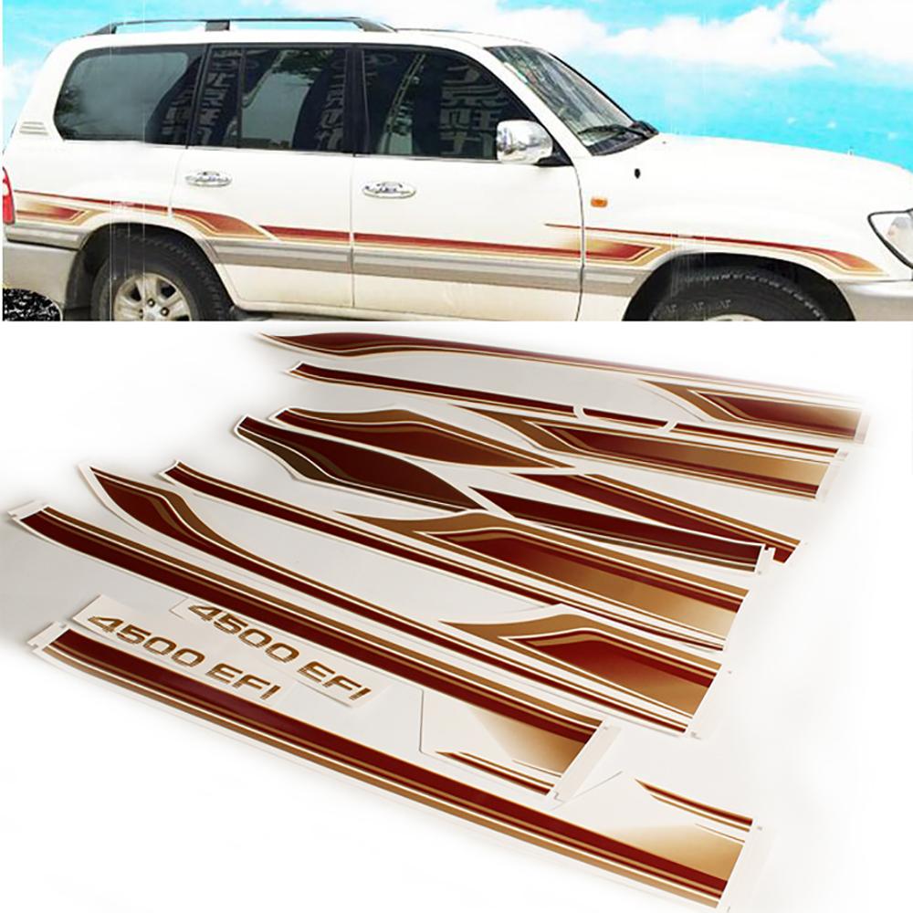 

Наклейка-эмблема на кузов автомобиля Для Toyota Land Cruiser 100 LC100 1998-2007 Боковые полосы для автомобиля Боковые юбки Виниловые наклейки TJ-030