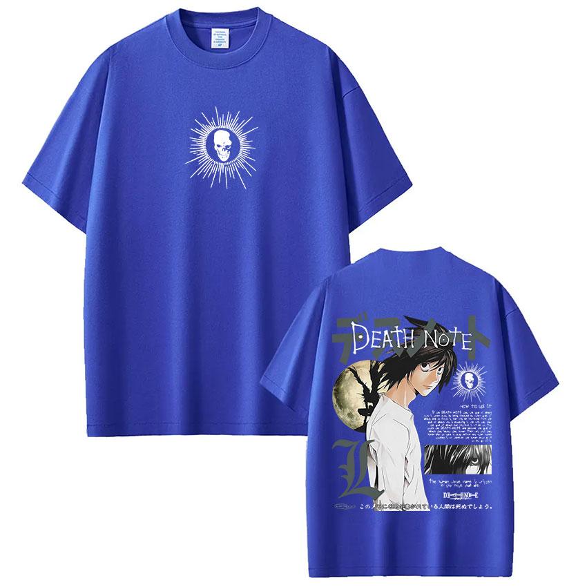 Japanese Anime Death Note L·Lawliet T Shirts Men High Quality Cotton Tee Shirt Fashion Hip Hop Short Sleeve T-shirts Streetwear