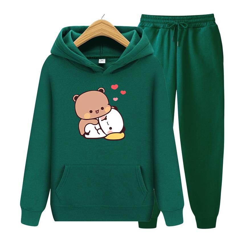 Bubu and Dudu Hoodie Love Heart Women Hoodie Set Aesthetic Graphic Kawaii Bubble Tea Hoodies Anime Sweatshirts Hoodie Set