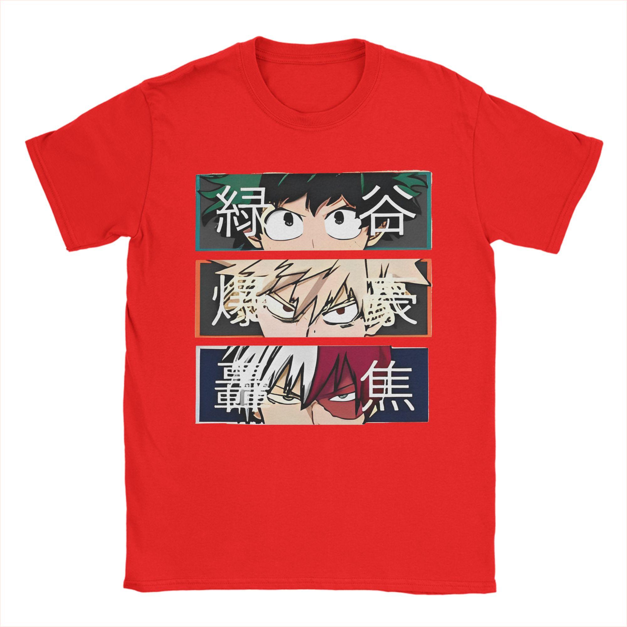 

Cartoon My Hero Academia T Shirt Deku Bakugou Katsuki Todoroki Shoto Pure Cotton Tops O Neck Tees 4XL 5XL 6XL T-Shirts S
