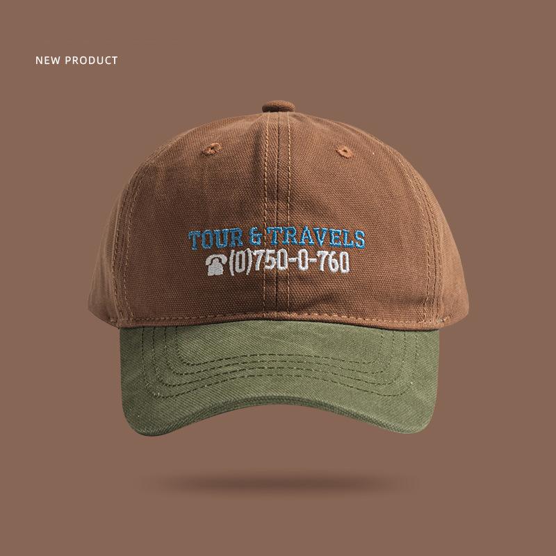Retro color matching baseball cap children street sunshade embroidery soft top men show face small parent-child peaked cap tide