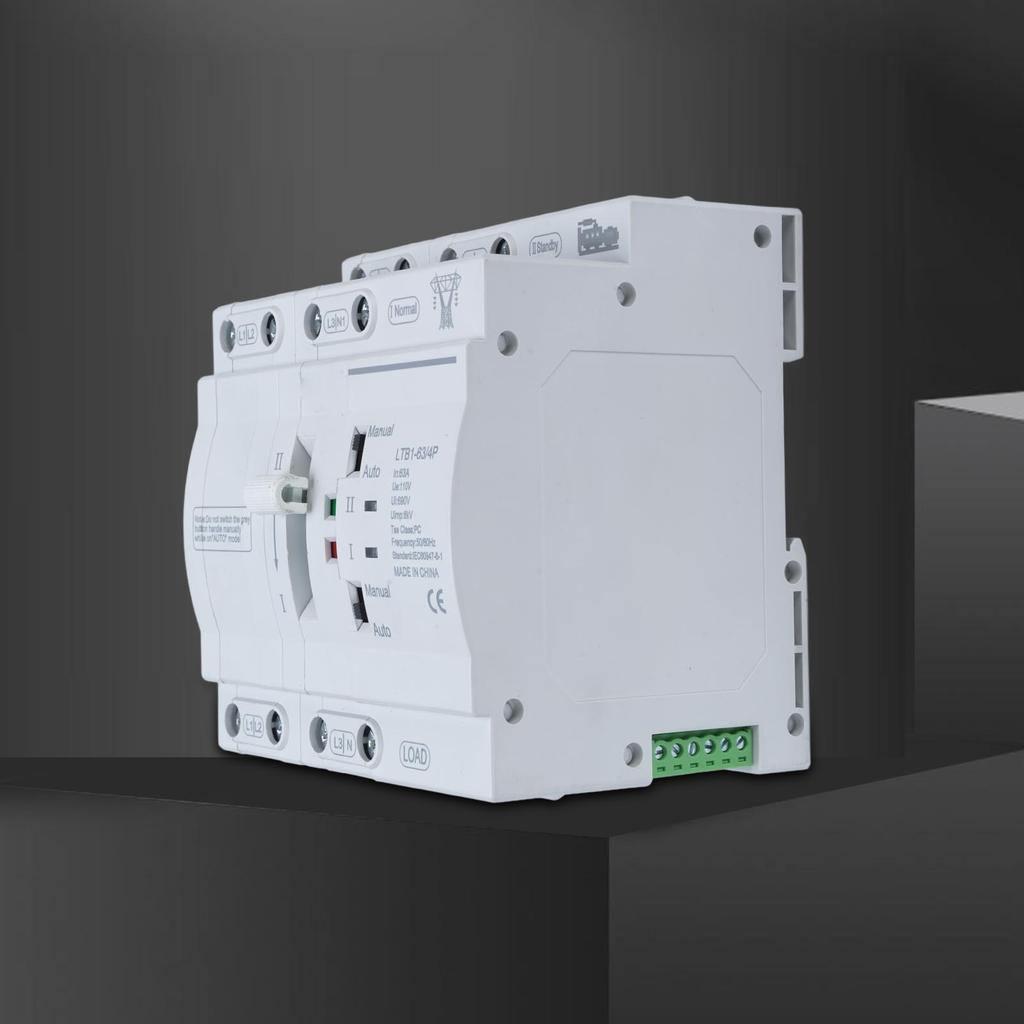 Double Power Automatic Transfer 4P 63A DIN Rail Mounted ATS for Home Backup Generator and Emergency Power Supply System