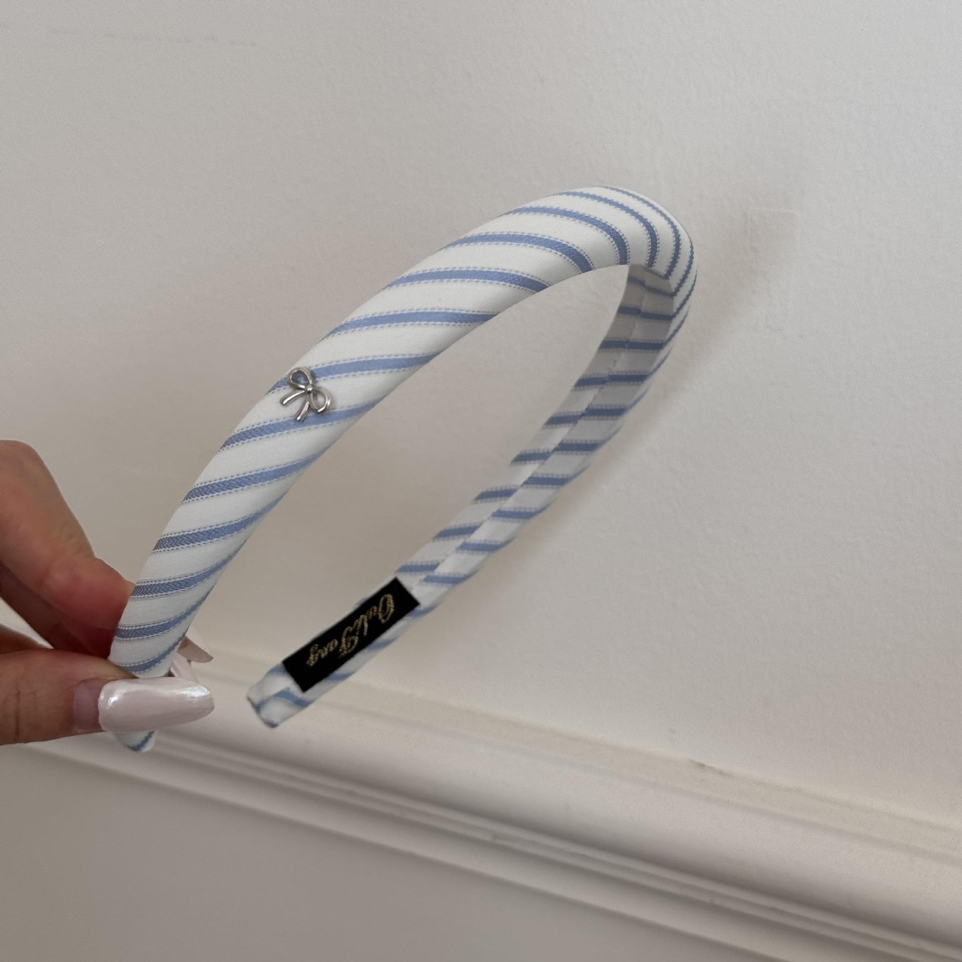 

Синий ромбовидный узор губка тонкая повязка на голову студентка бабочка узкий край повязка на голову высокая женская давление заколка для волос аксессуары