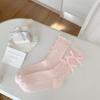 Lolita Kawaii Women Socks Bow Sweet Girls Cute Ruffle Socks Women Japanese Style Solid Color Black White Gray Long Socks Sox