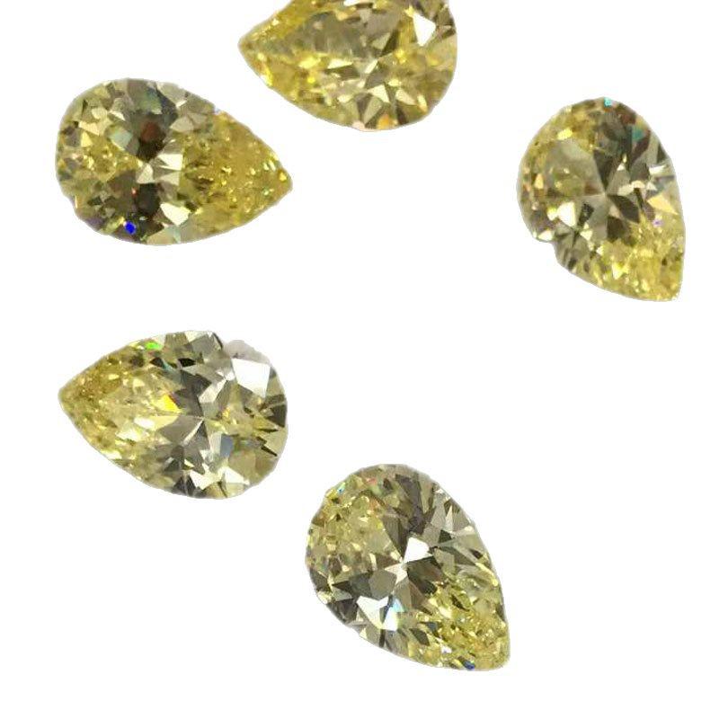 Certified Yellow Teardrop Moissanite Loose Stone – Pear-Shaped, Original Golden Ring Moissanite 0.5ct