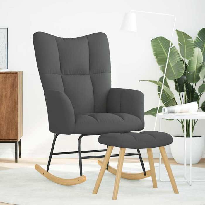 VidaXL Chaise à bascule avec repose-pied Gris foncé Tissu, chaise, chaise de relaxation, fauteuil relax, chaise de salon, 4016801