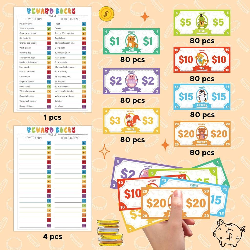 Reward Bucks Charts for Kids 565 PCS Routine Reward System Chart Good Behavior Reward System Chore Chart Financial Literacy Task Schedule Board for