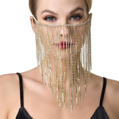 New Shiny Tassel Rhinestone Mask European And American Masquerade Ball Crystal Mask Accessories Face Mask
