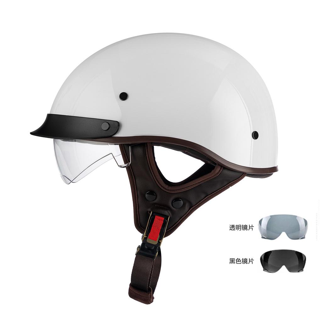 Helmet Men's Motorcycle Pedal Half Helmet Four Seasons Universal Lenses Transparent Women's Helmet Electric Vehicle Riding