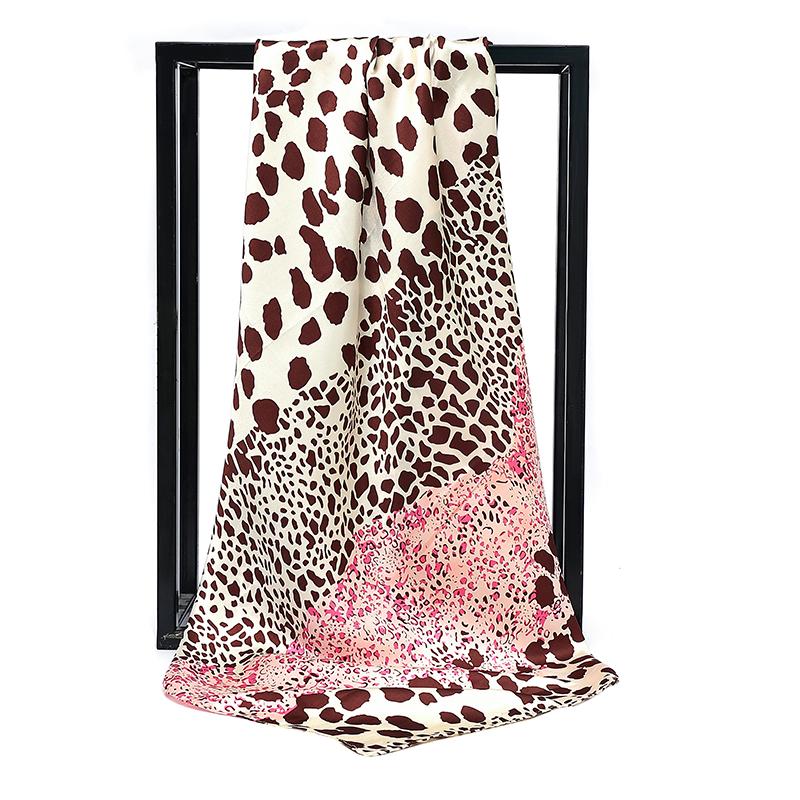 90*90cm Leopard Print Scarf Square Silk Scarves Women Hijab Shawls Fashion Kerchief Femme Head Scarf Foulard Bandana Beach Pareo