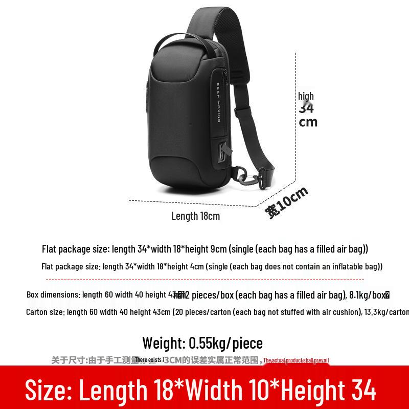Men's Waterproof Multifunctional Chest Bag: Custom Logo, Casual Messenger, Single Shoulder Crossbody Style