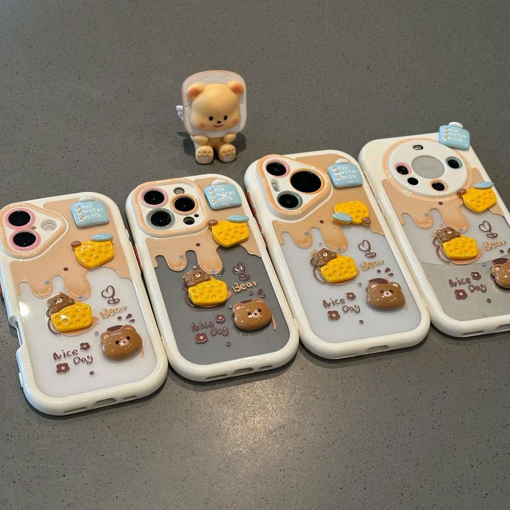 Cheese Bear is suitable for iPhone 17 Pro Max phone case, iPhone 16 Pro, Xiaomi OPPO shockproof full coverage