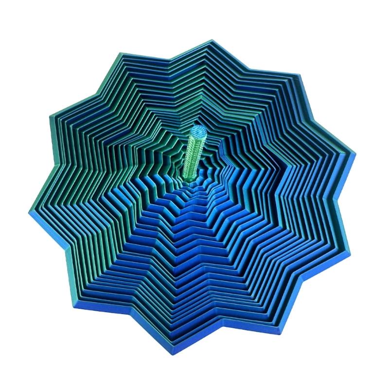 3D Printed Star Fractals Hexagon with Handle Whirling Spirals Design,Star Shape Fidgety Toy Decorative Ornament Gift